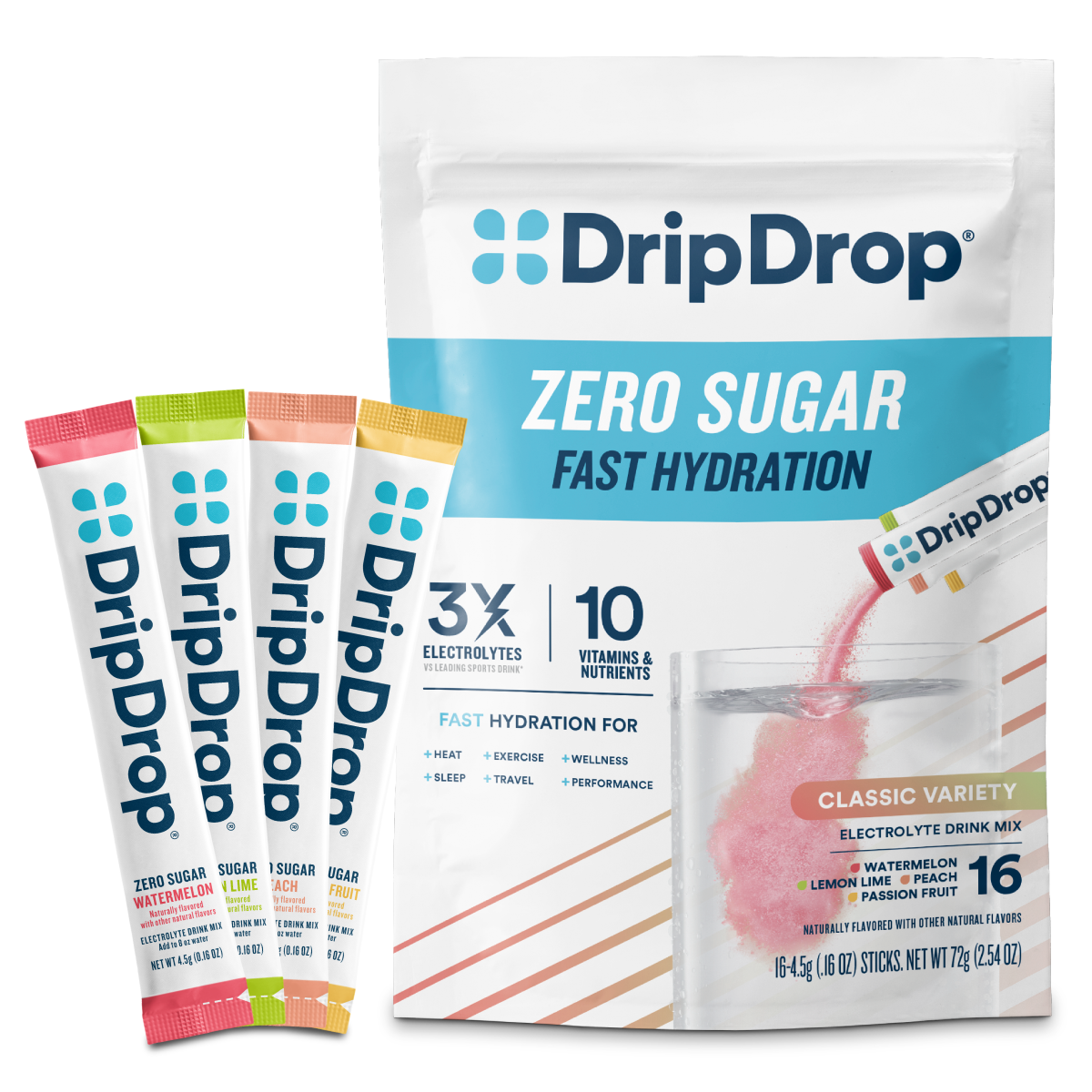 Zero Sugar Classic Variety Pack Electrolyte Powder, 8 oz sticks, 16 count U5