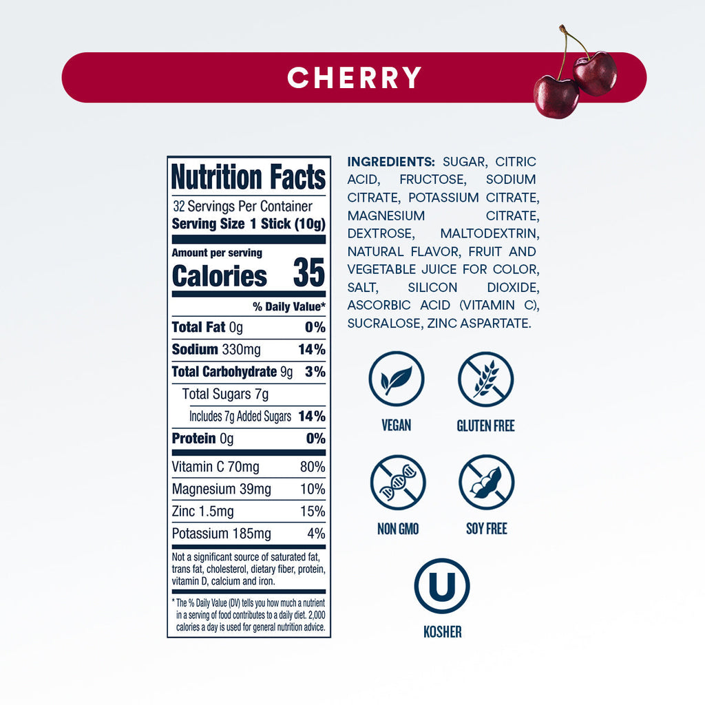 Cherry Electrolyte Powder, 8 oz sticks, 32 count Y7